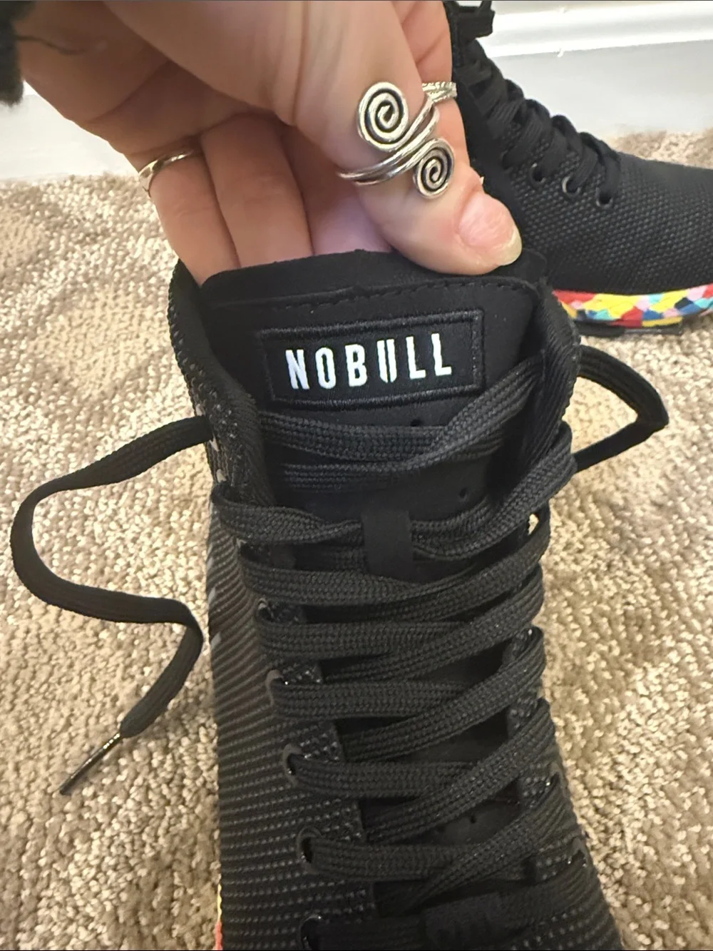 NOBULL unisex black textured high top sneakers lace up wild pride collection